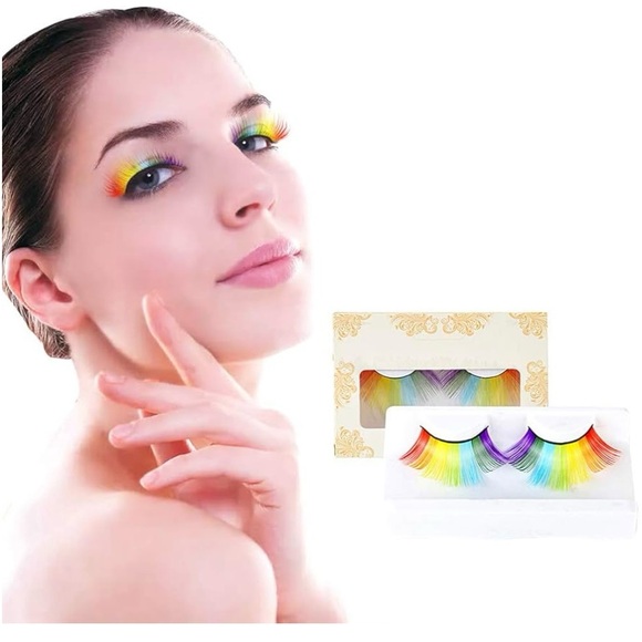 New in Boxes Rainbow False Eyelashes & DUO Brush On Striplash Adhesive - Picture 2 of 16